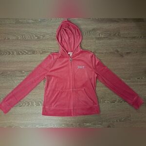 Juicy Couture Hot Pink Velour Hoodie Rhinestones Logo Like New